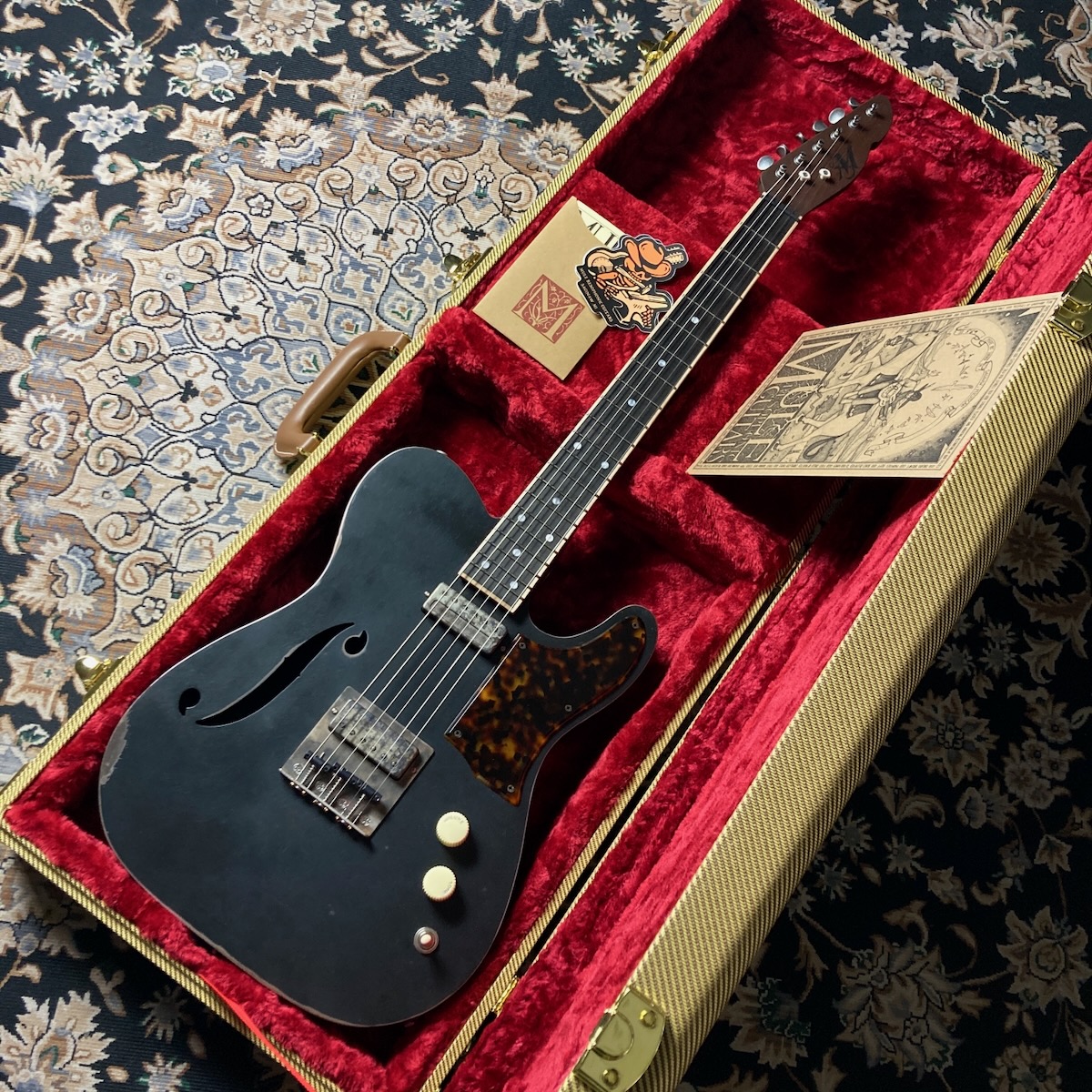 Mule Resophonic Guitars Mulecaster Singlecut Black w/Tort PG 