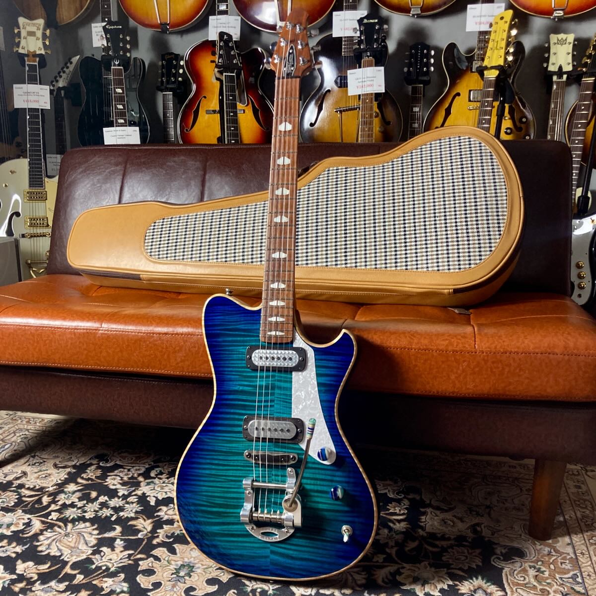 Powers Electric A-Type FF42/CamTail /Flame Maple Top (Blue Lagoon)